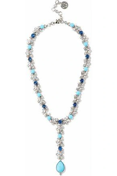 Shop Ben-amun Woman Silver-tone, Swarovski Crystal And Stone Necklace Silver