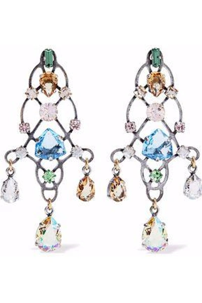 Shop Lanvin Woman Burnished Silver-tone Crystal Earrings Multicolor