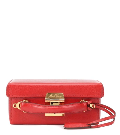 Shop Mark Cross Grace Small Box Leather Shoulder Bag In Red