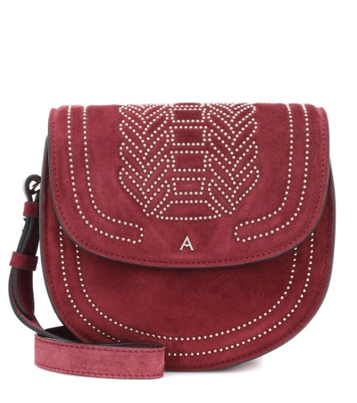 Shop Altuzarra Ghianda Saddle Suede Shoulder Bag In Red