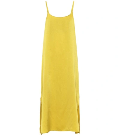 Shop Asceno Long Silk Slip Dress In Yellow