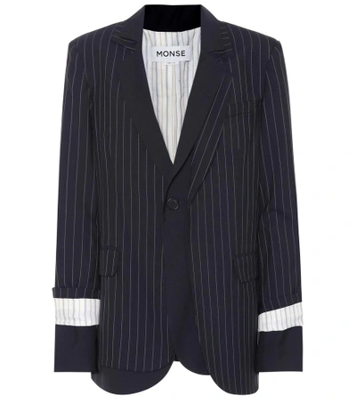 Shop Monse Wool Layered Blazer In Blue