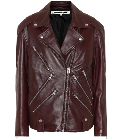Shop Mcq By Alexander Mcqueen Leather Motorcycle Jacket In Purple