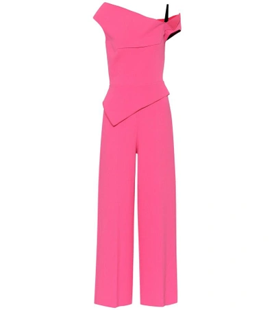 Shop Roland Mouret Gable Wool Crêpe Jumpsuit In Pink
