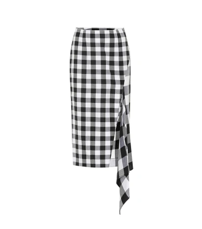 Shop Monse Checked Wool And Cotton Skirt In Black