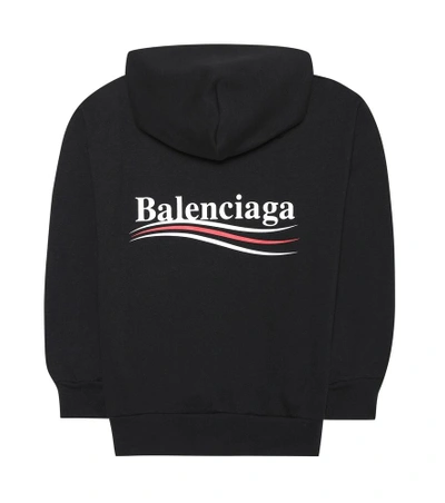 Shop Balenciaga Printed Cotton Hoodie In Black
