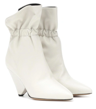 Shop Isabel Marant Lileas Leather Ankle Boots In White