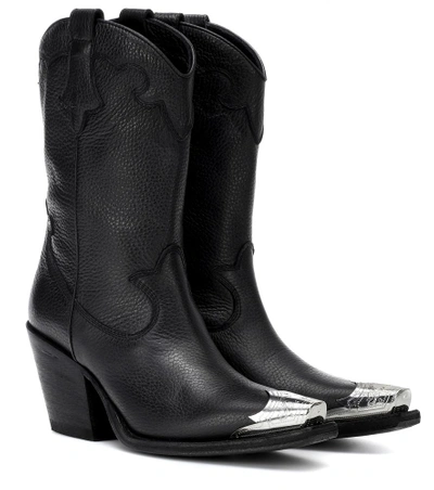 Shop Mcq By Alexander Mcqueen Leather Cowboy Boots In Black