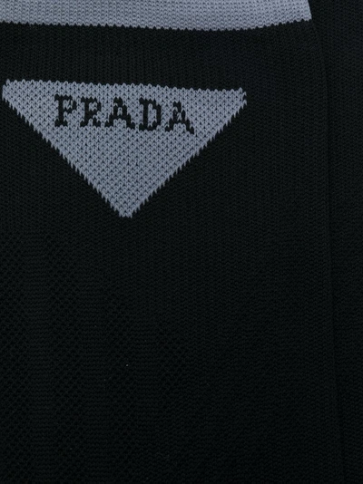 Shop Prada Knitted Logo Socks - Black