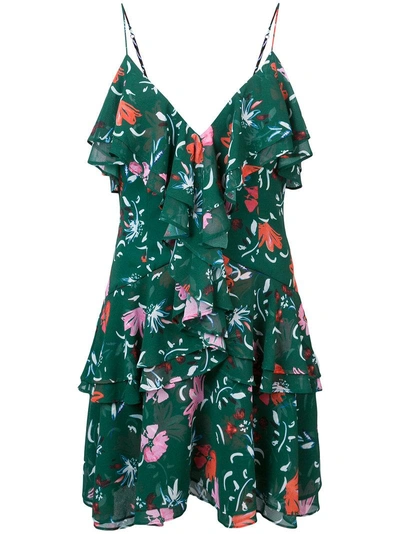 Shop C/meo Collective Floral Print Ruffle Dress In Green