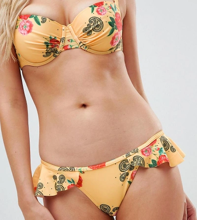 Shop Peek & Beau Floral Frill Bikini Bottom-yellow