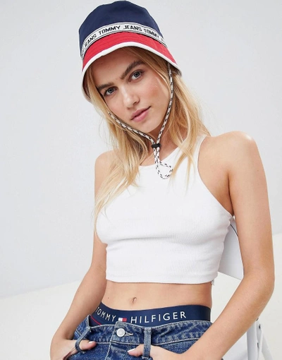 Shop Tommy Jeans Bucket Hat With Logo Tape - Multi