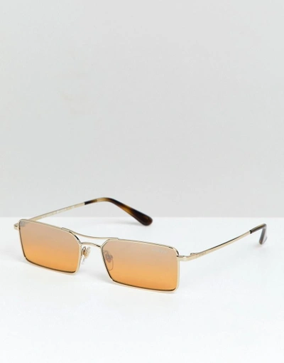 Shop Vogue X Gigi Rectangular Slim Frame Sunglasses - Yellow
