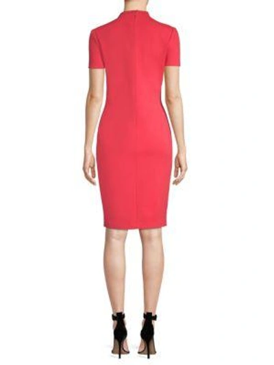 Shop St John Luxe Scultupre V-neck Bodycon Dress In Red