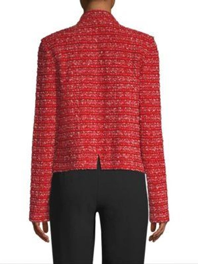 Shop St John Inlay Boucle Stripe Tweed Jacket In Red
