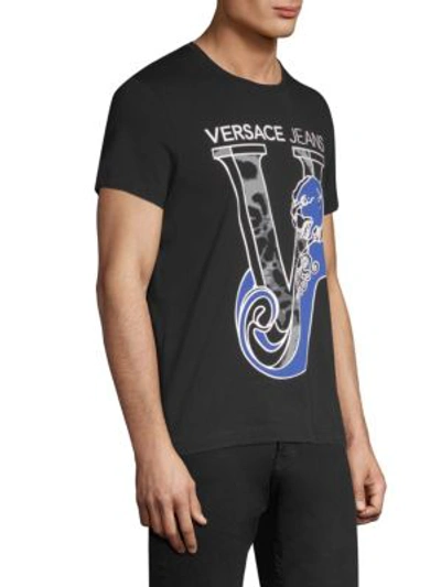 Shop Versace Jeans Logo Short Sleeve Cotton Tee In Black