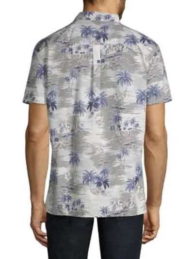 Shop Strellson Palm Tree Print Button-down Shirt In Medium Grey