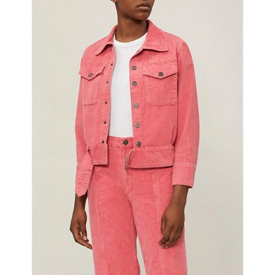 Shop M.i.h. Jeans Belted Corduroy Jacket In Skittle Pink