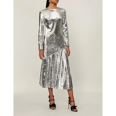 Shop Racil Gilda Sequinned Midi Dress In Moonstone Sequin