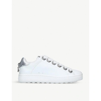 Shop Coach Tea Rose-eyelet Leather Trainers In White