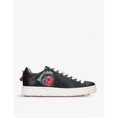 Shop Coach Dark Disney Leather Sneakers In Blk/white