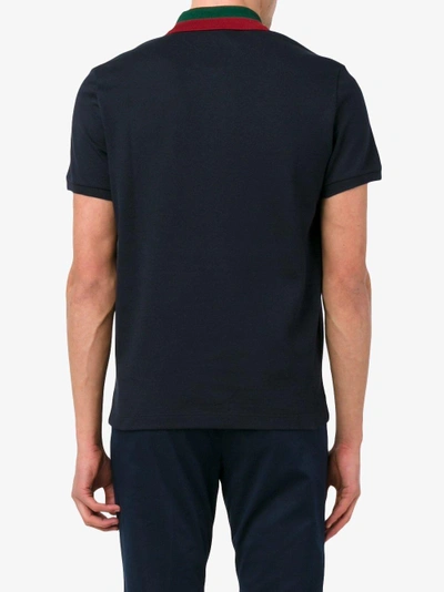 Shop Gucci Web Collar Polo Shirt In Blue