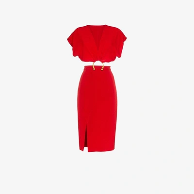 Shop Haney Kerr Cut-out Dress In Red