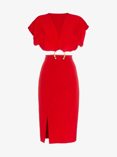 Shop Haney Kerr Cut-out Dress In Red