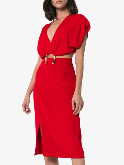 Shop Haney Kerr Cut-out Dress In Red