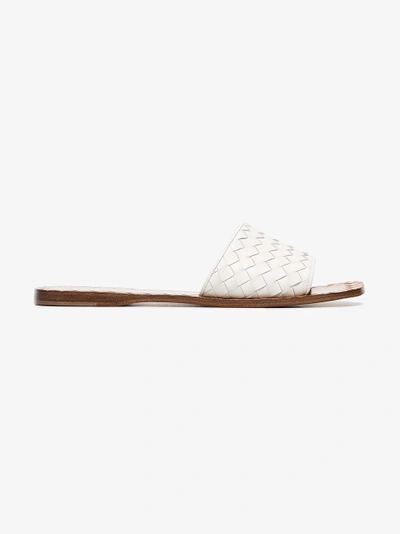 Shop Bottega Veneta White Ravello Leather Sandels