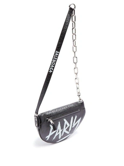 BALENCIAGA GRAFFITI SOUVENIR Black Leather Belt Bag XXS $1,099.00