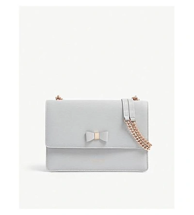 Delila Bow Detail Leather Cross-body Bag In Grey