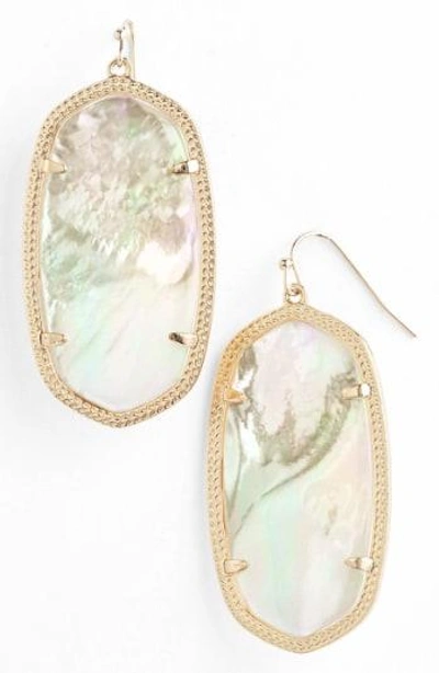 Shop Kendra Scott Danielle - Large Oval Statement Earrings In Ivory Mother Of Pearl/ Gold