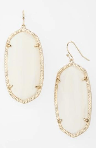 Shop Kendra Scott Danielle - Large Oval Statement Earrings In White Mother Of Pearl/ Gold