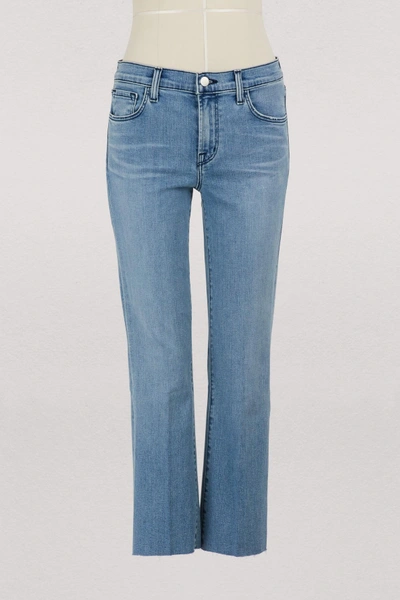 Shop J Brand Selena Cropped Bootcut Mid-rise Jeans In Patriot