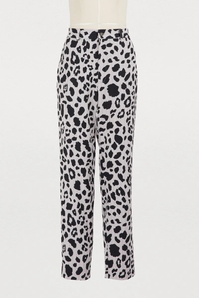 Shop Koché Straight Leopard Pants In Light Grey/leopard