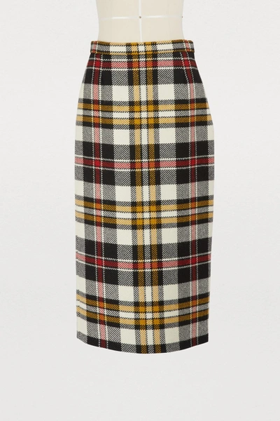 Shop Miu Miu Wool Pencil Skirt In Ivory