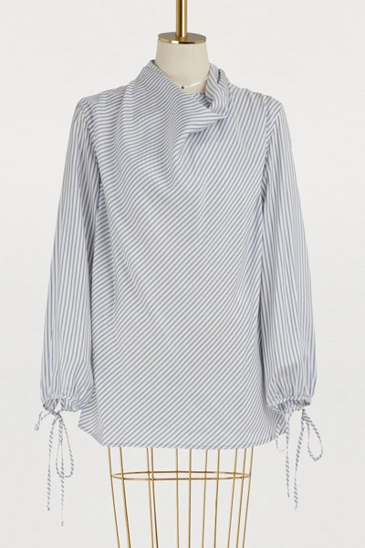 Shop Loewe Striped Blouse In Blue/white