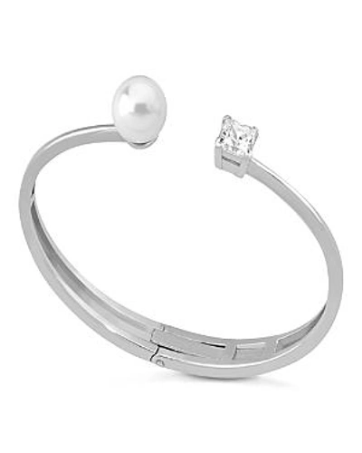 Shop Majorica Simulated Pearl Hinge Bangle Bracelet In Silver