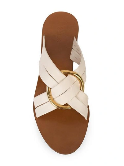 Shop Chloé Rony Crossover Strap Sandals In White