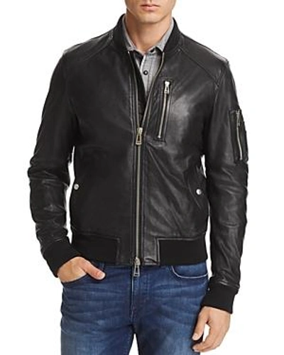 Shop Belstaff Clenshaw Leather Bomber Jacket In Black