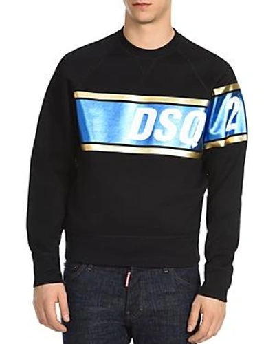 Shop Dsquared2 Metallic Logo Crewneck Sweatshirt In Black/blue