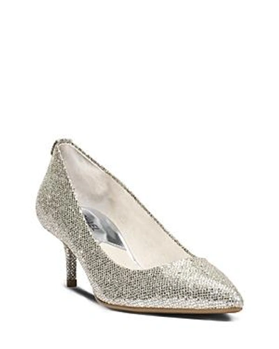 Shop Michael Michael Kors Women's Mk Flex Kitten Heel Pumps In Silver Glitter Fabric