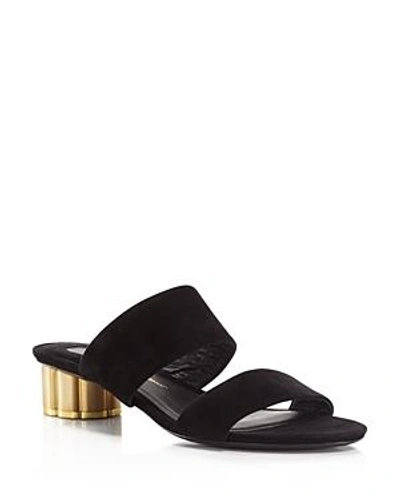 Shop Ferragamo Women's Belluno Floral Heel Slide Sandals In Nero Black Suede/gold