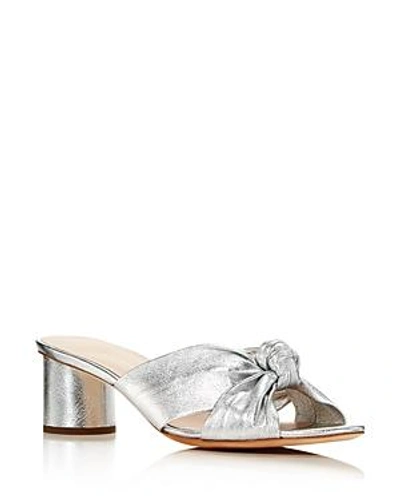 Shop Loeffler Randall Women's Celeste Knot Mid Heel Slide Sandals In Silver Leather