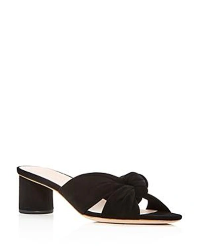 Shop Loeffler Randall Women's Celeste Knot Mid Heel Slide Sandals In Black Suede