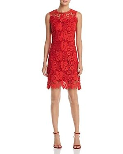 Shop T Tahari Jolie Sleeveless Lace Dress In Glossy Red