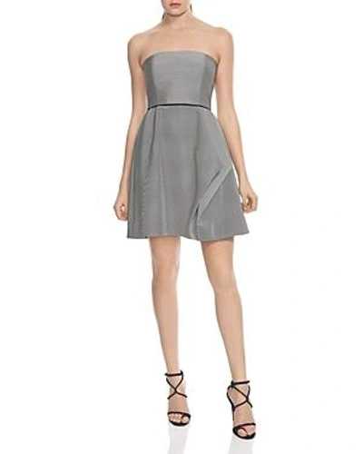 Shop Halston Heritage Striped Strapless Dress In Black/chalk