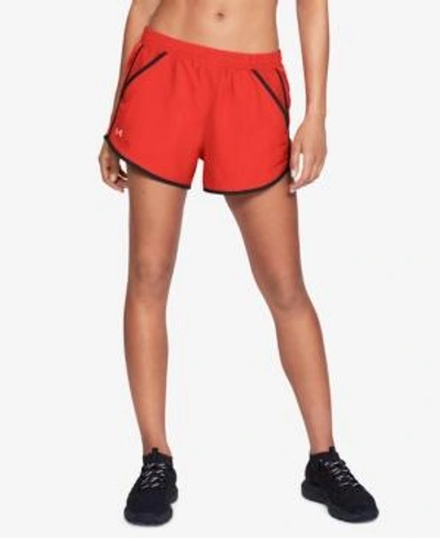 Shop Under Armour Fly By Running Shorts In Radio Red/black