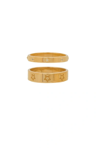 Shop Joolz By Martha Calvo Star Band Ring Set In Gold